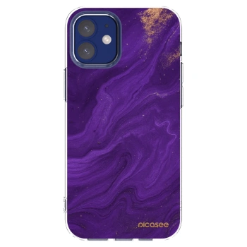 Picasee silikonska prozirna maskica za Apple iPhone 12 mini - Purple