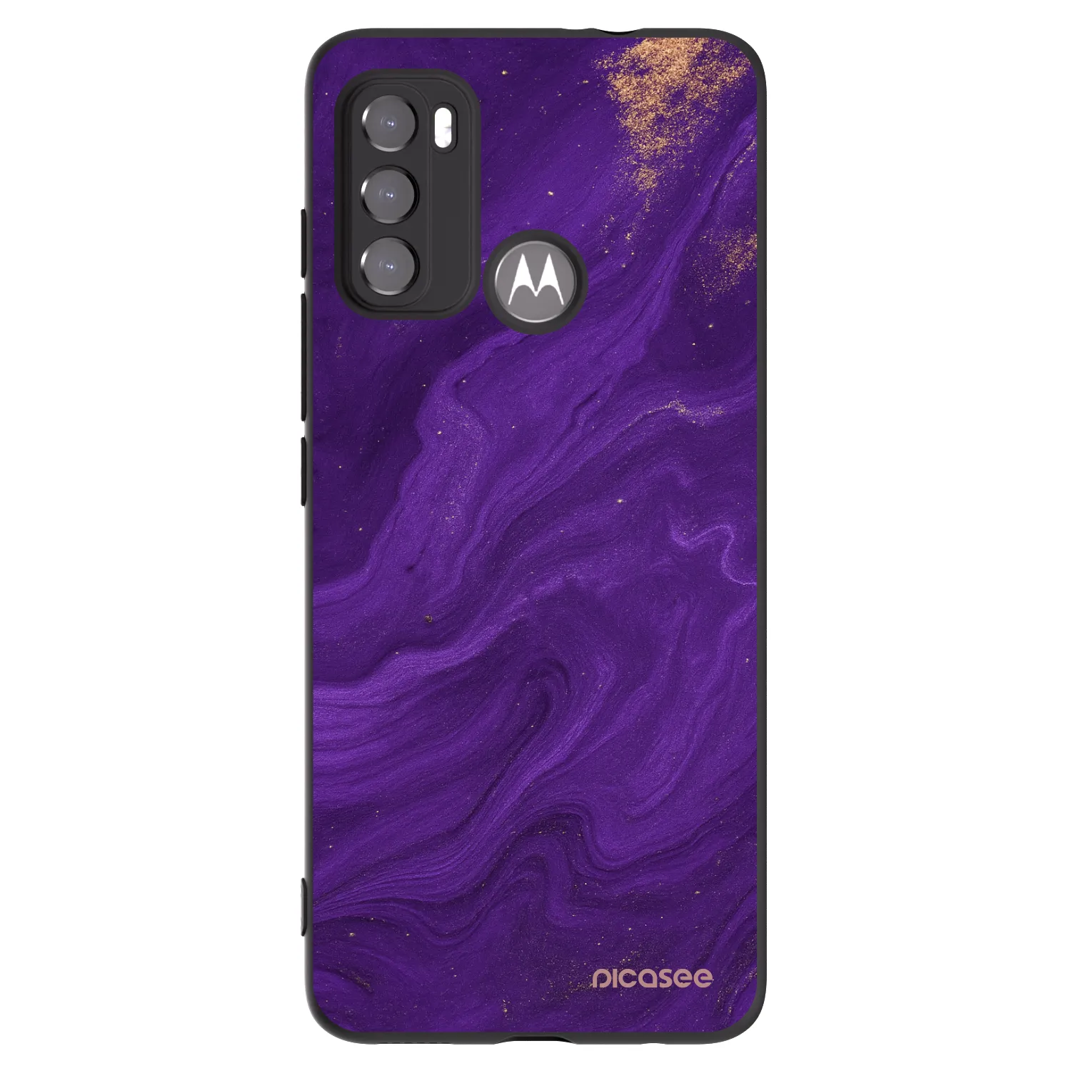 Picasee crna silikonska maskica za Motorola Moto G60 - Purple