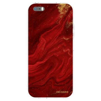 Picasee silikonska prozirna maskica za Apple iPhone 5/5S/SE - Red