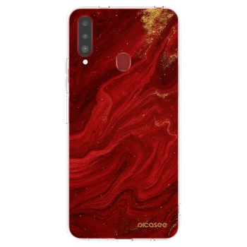 Picasee silikonska prozirna maskica za Samsung Galaxy A20s - Red