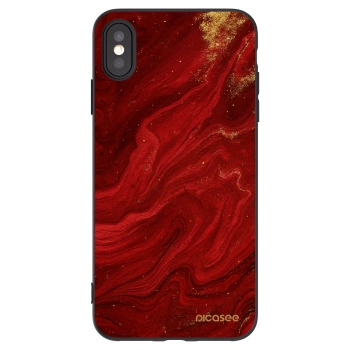 Picasee crna silikonska maskica za Apple iPhone XS Max - Red