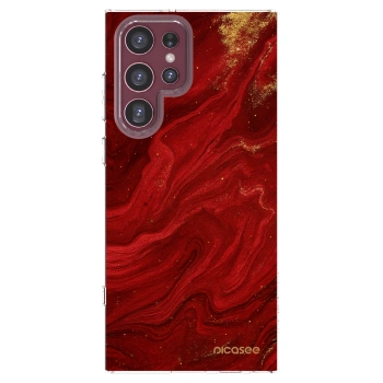 Picasee silikonska prozirna maskica za Samsung Galaxy S22 Ultra 5G - Red