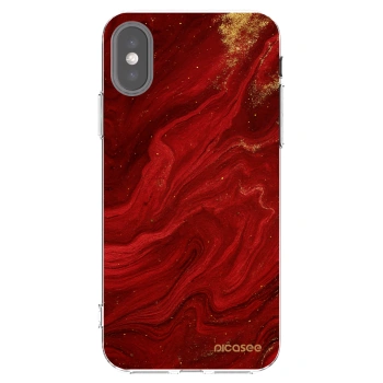 Picasee silikonska prozirna maskica za Apple iPhone X/XS - Red