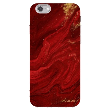 Picasee silikonska prozirna maskica za Apple iPhone 6/6S - Red