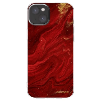 Picasee silikonska prozirna maskica za Apple iPhone 15 Plus - Red