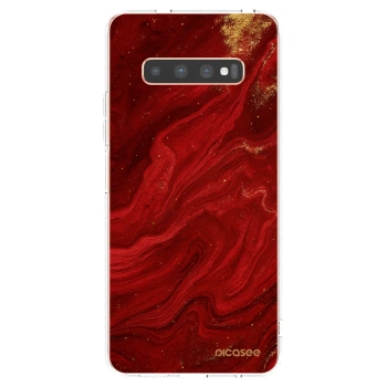Picasee silikonska prozirna maskica za Samsung Galaxy S10 Plus G975 - Red