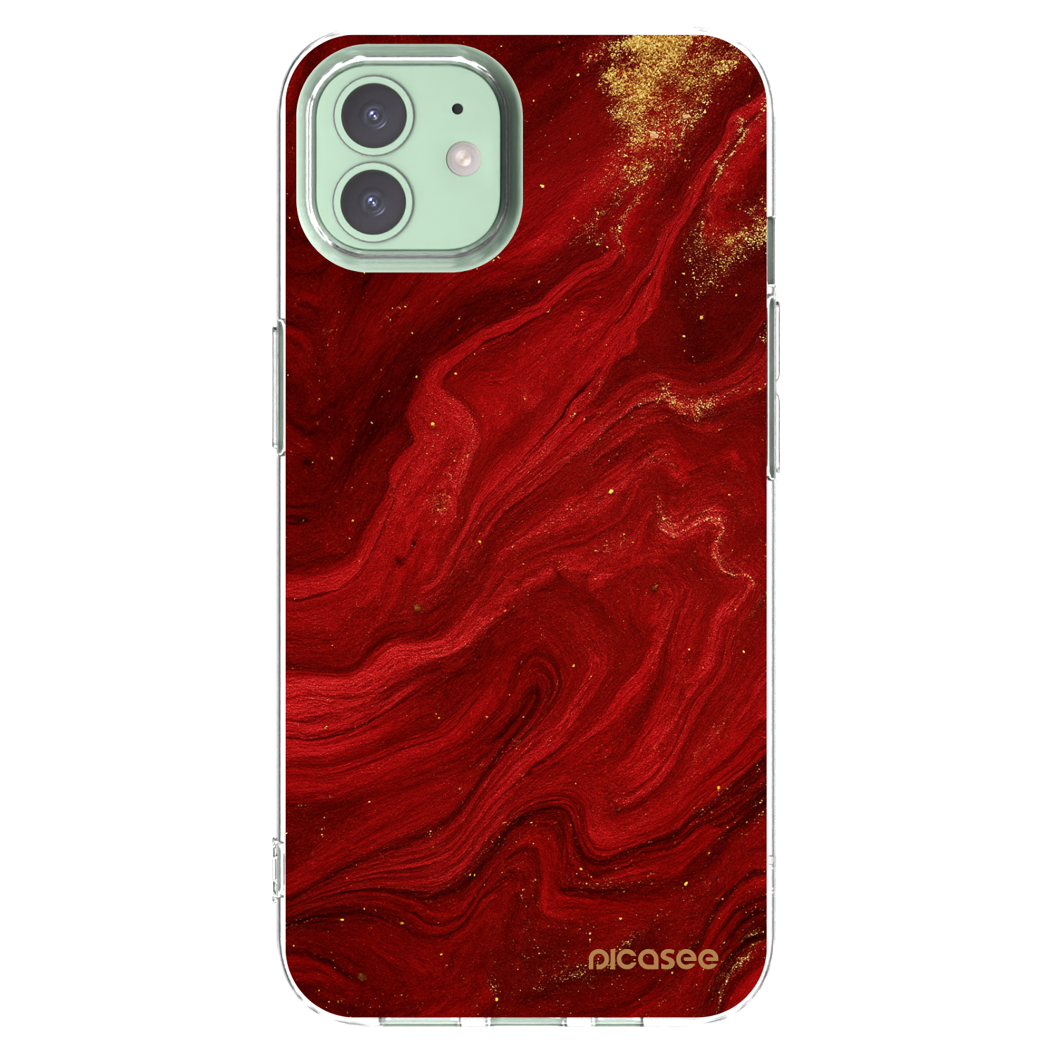 Picasee silikonska prozirna maskica za Apple iPhone 12 - Red