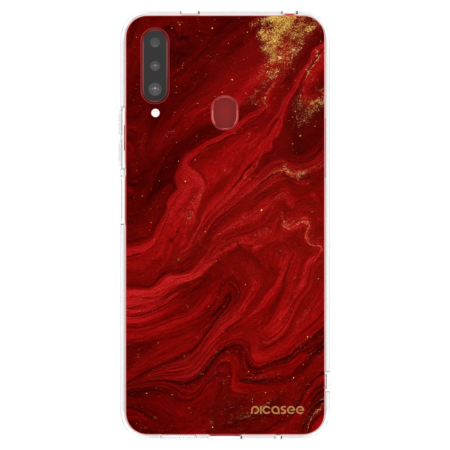 Picasee silikonska prozirna maskica za Samsung Galaxy A20s - Red