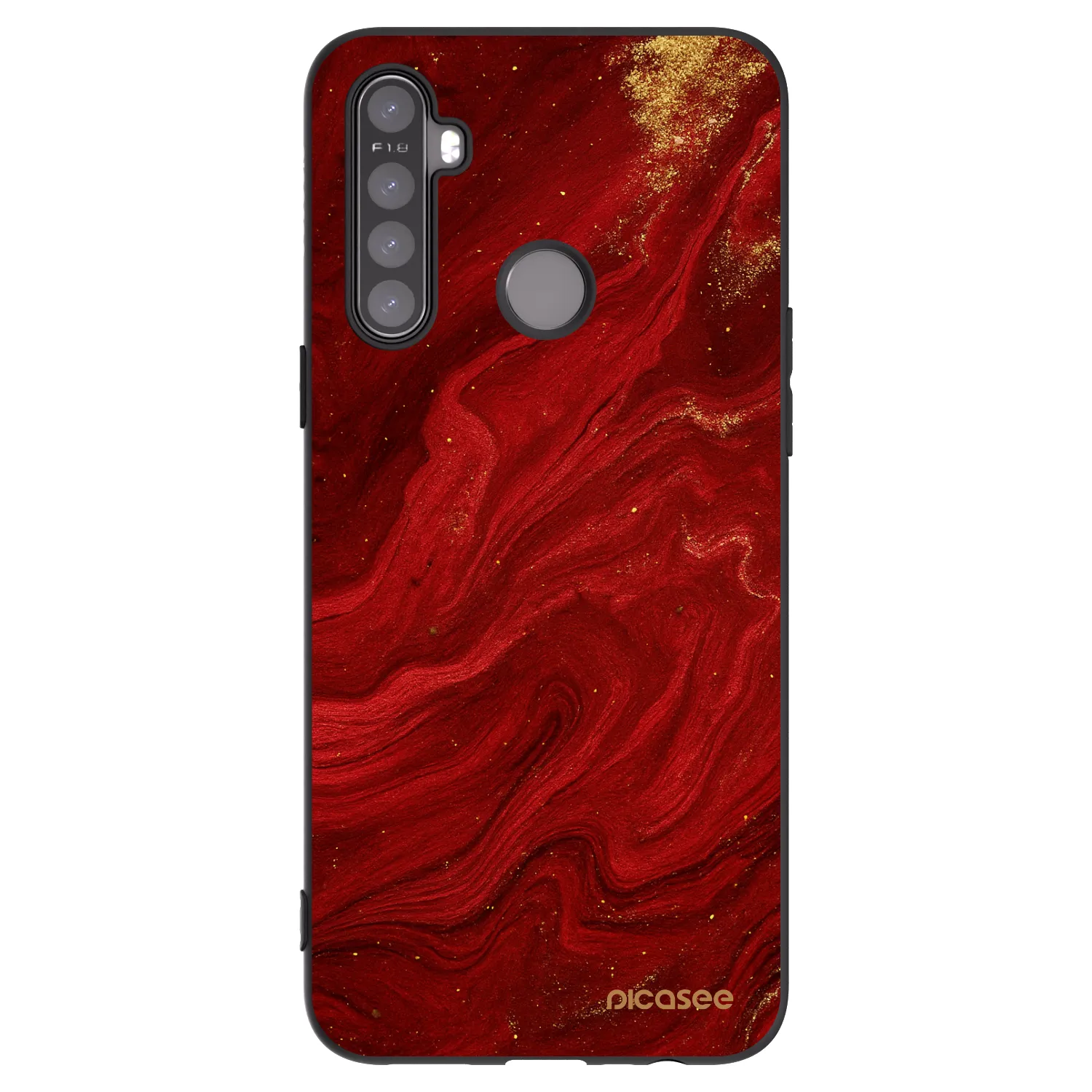 Picasee crna silikonska maskica za Realme 5 - Red