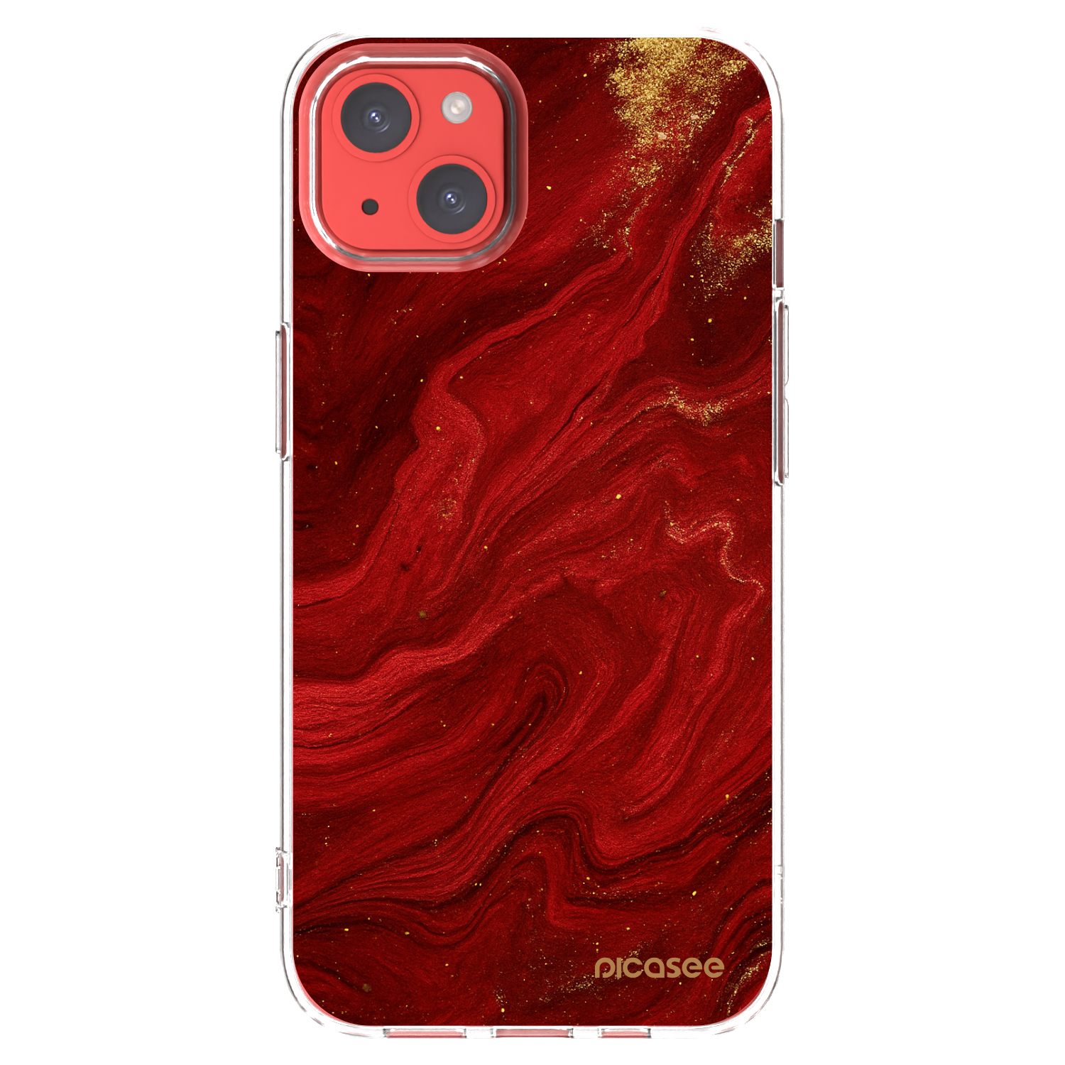 Picasee silikonska prozirna maskica za Apple iPhone 13 - Red
