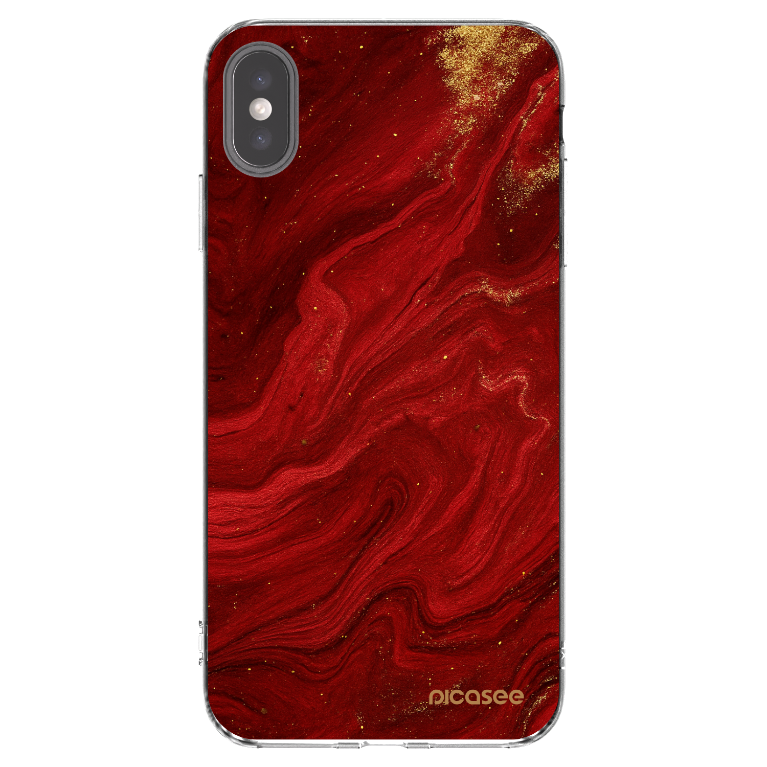 Picasee silikonska prozirna maskica za Apple iPhone XS Max - Red