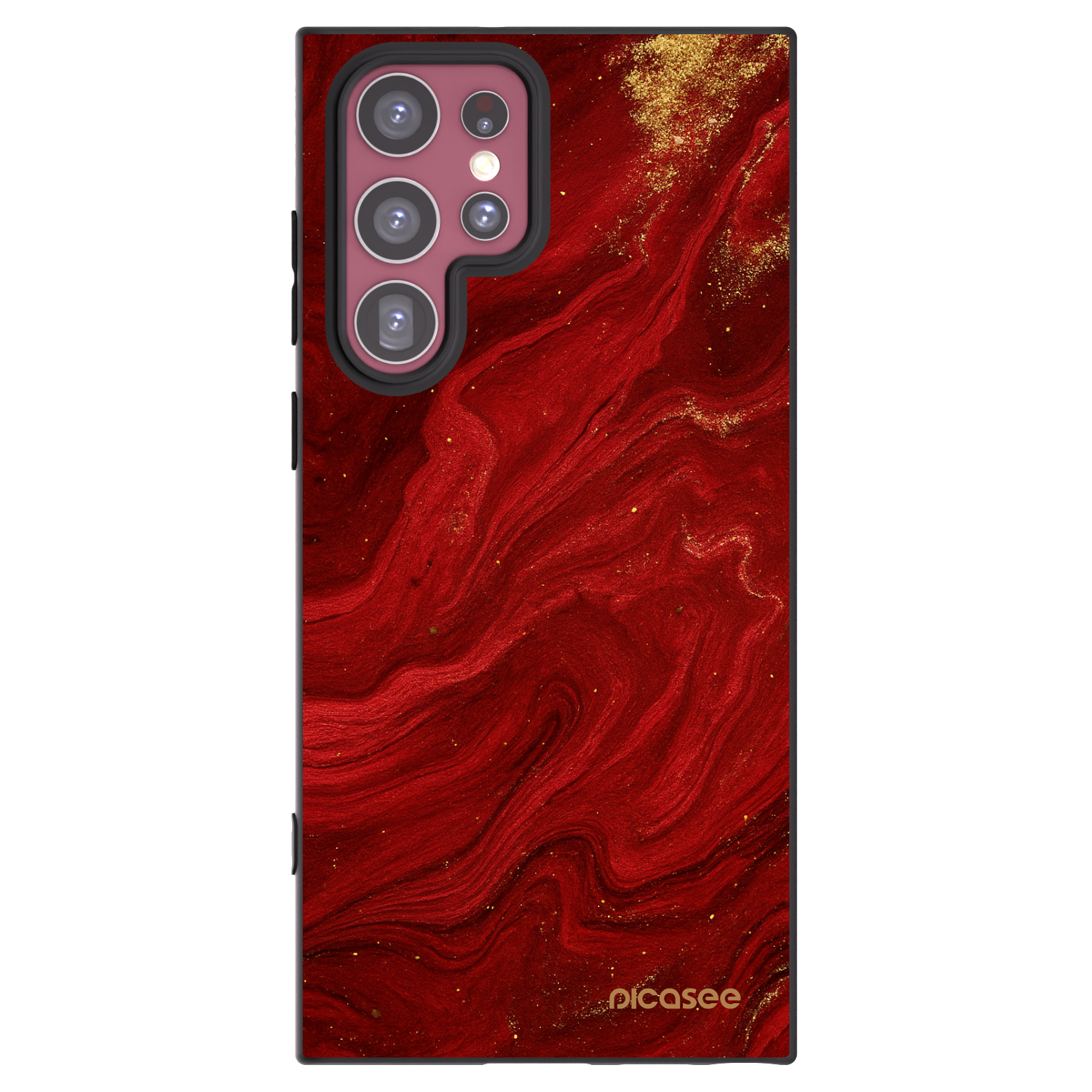 Picasee crna silikonska maskica za Samsung Galaxy S22 Ultra 5G - Red