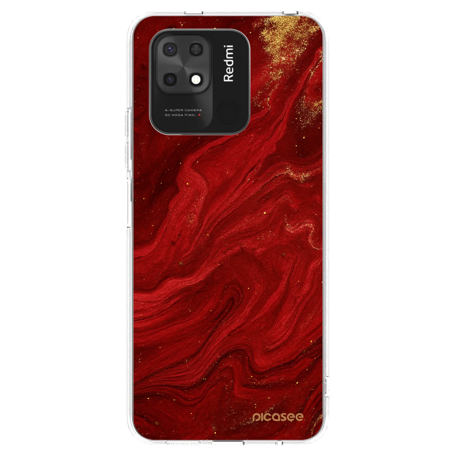 Picasee silikonska prozirna maskica za Xiaomi Redmi 10C - Red