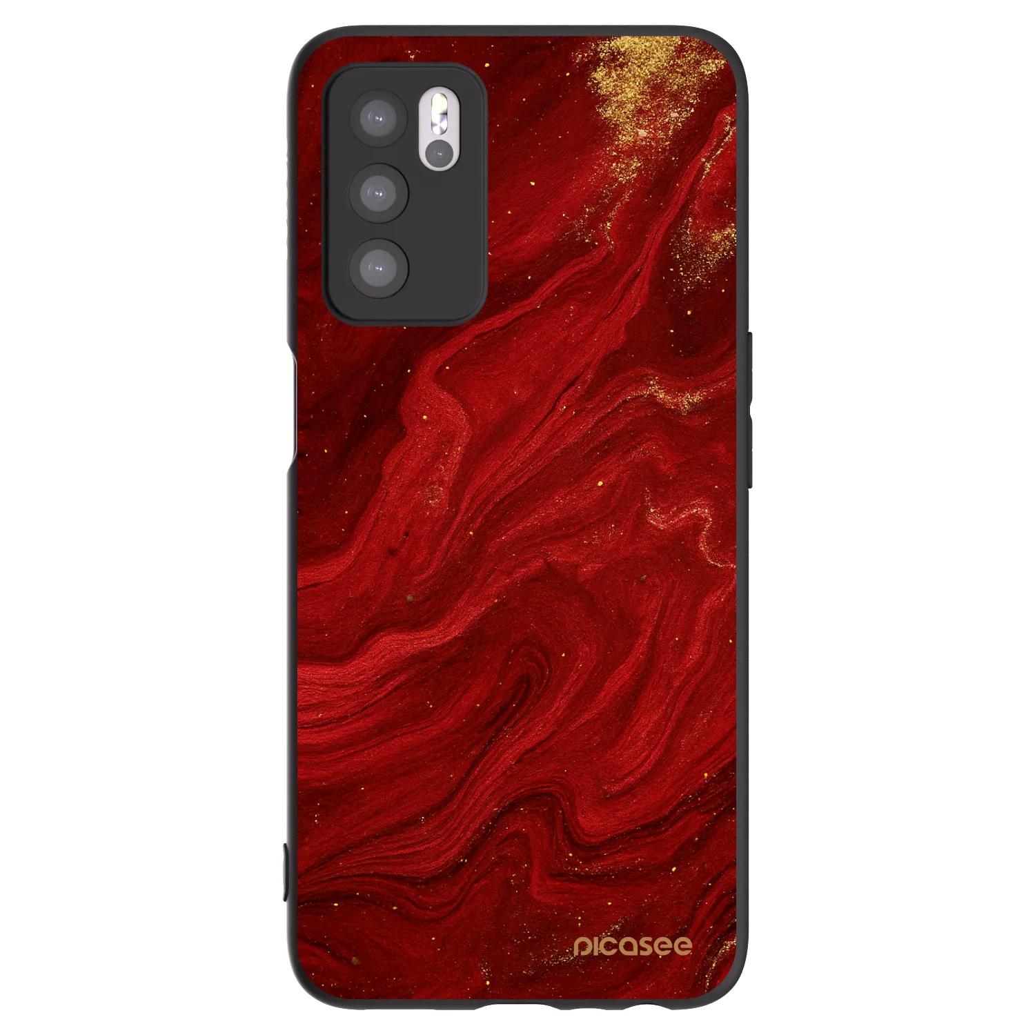 Picasee crna silikonska maskica za OPPO A16s - Red