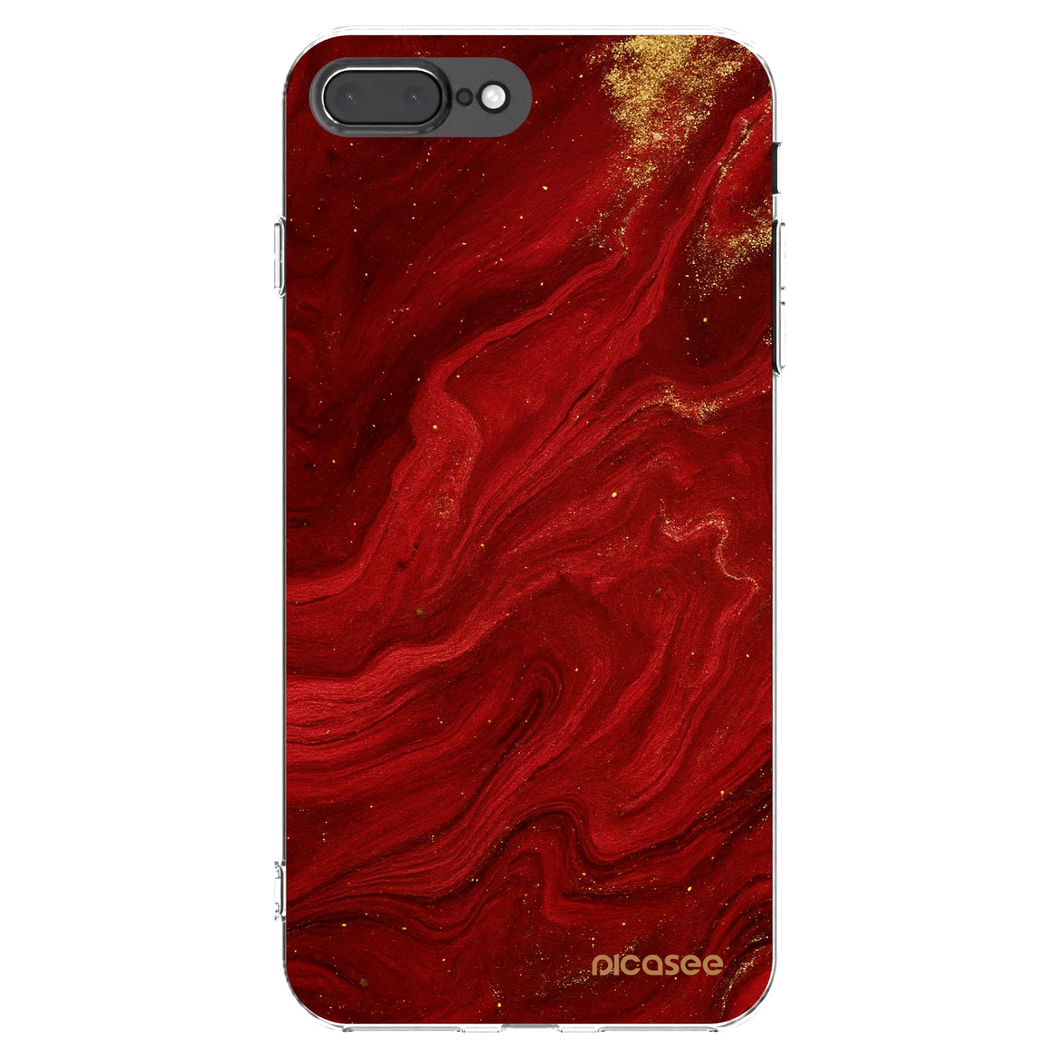 Picasee silikonska prozirna maskica za Apple iPhone 8 Plus - Red