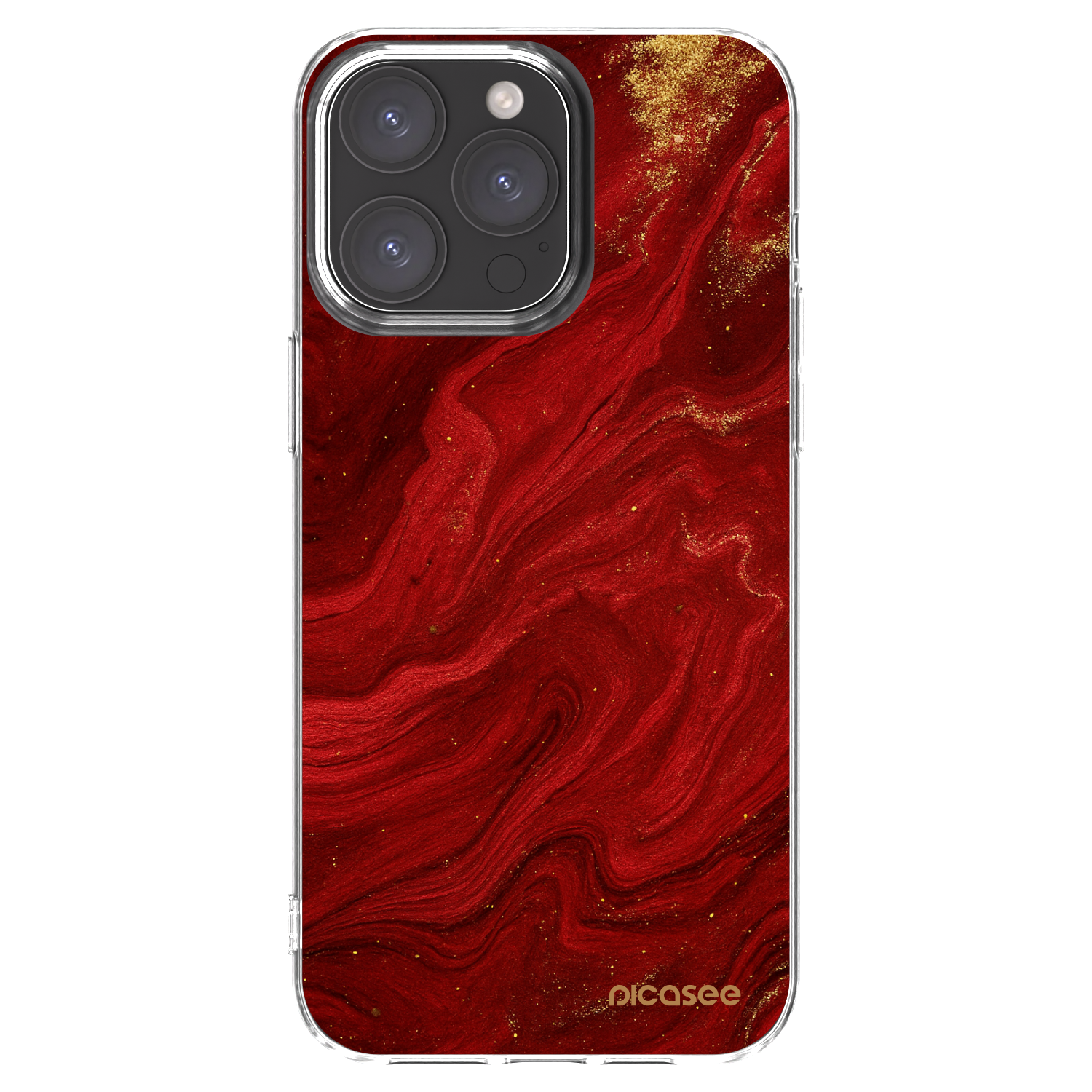 Picasee silikonska prozirna maskica za Apple iPhone 15 Pro Max - Red