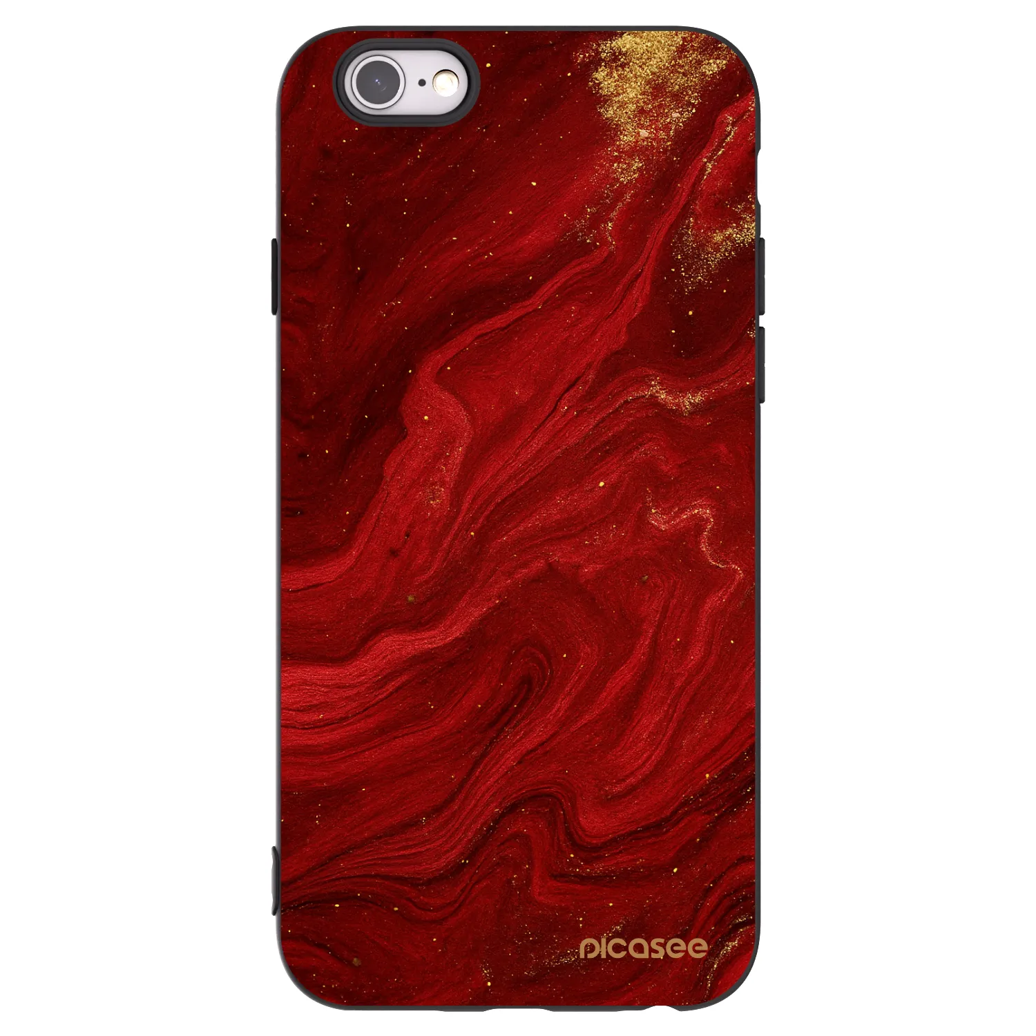 Picasee crna silikonska maskica za Apple iPhone 6/6S - Red