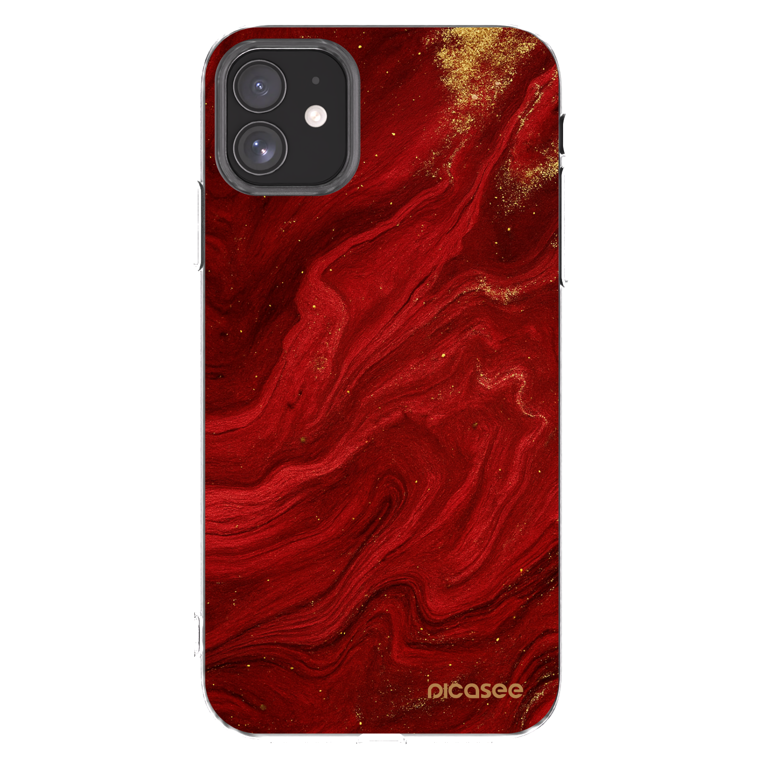 Picasee silikonska prozirna maskica za Apple iPhone 11 - Red