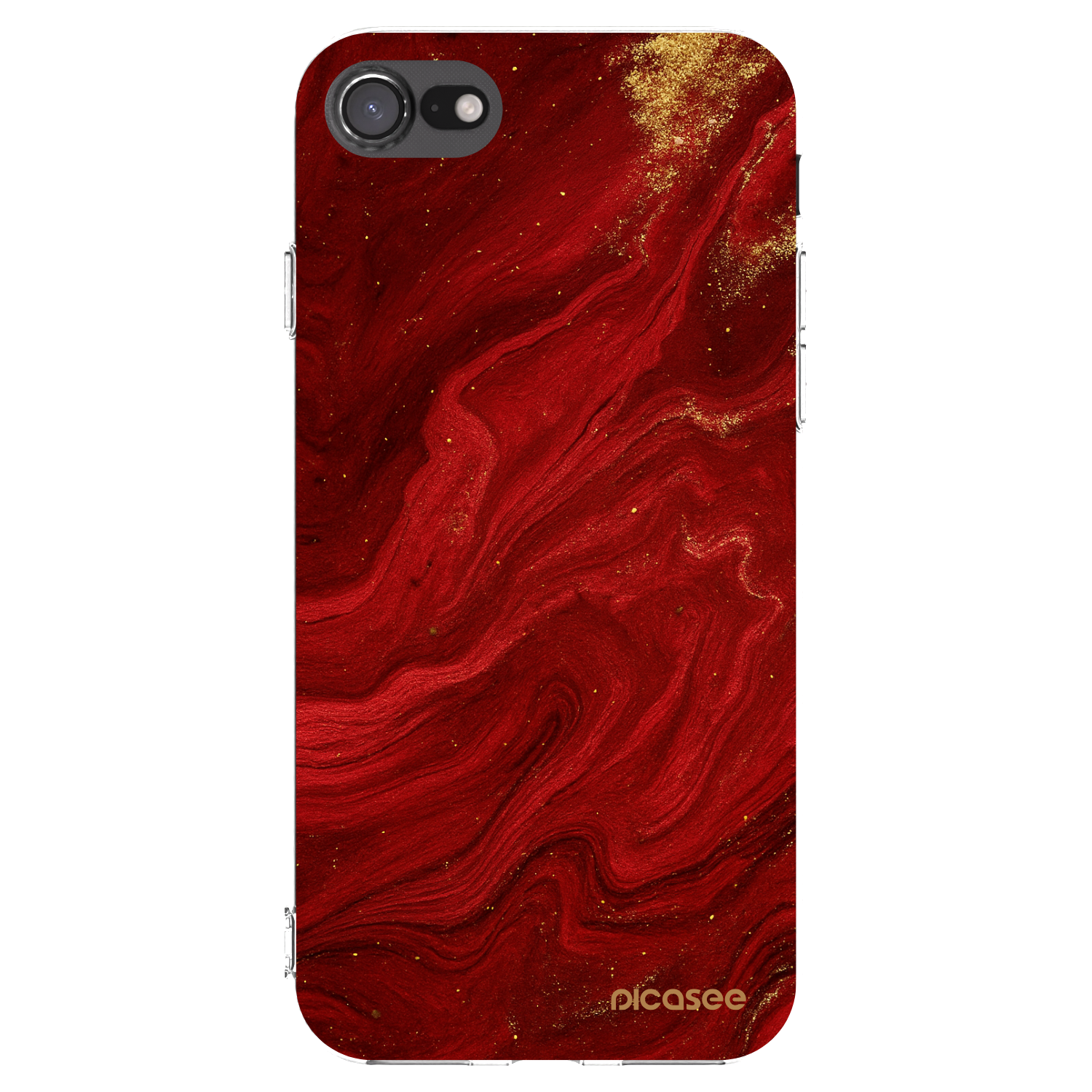 Picasee silikonska prozirna maskica za Apple iPhone SE 2020 - Red