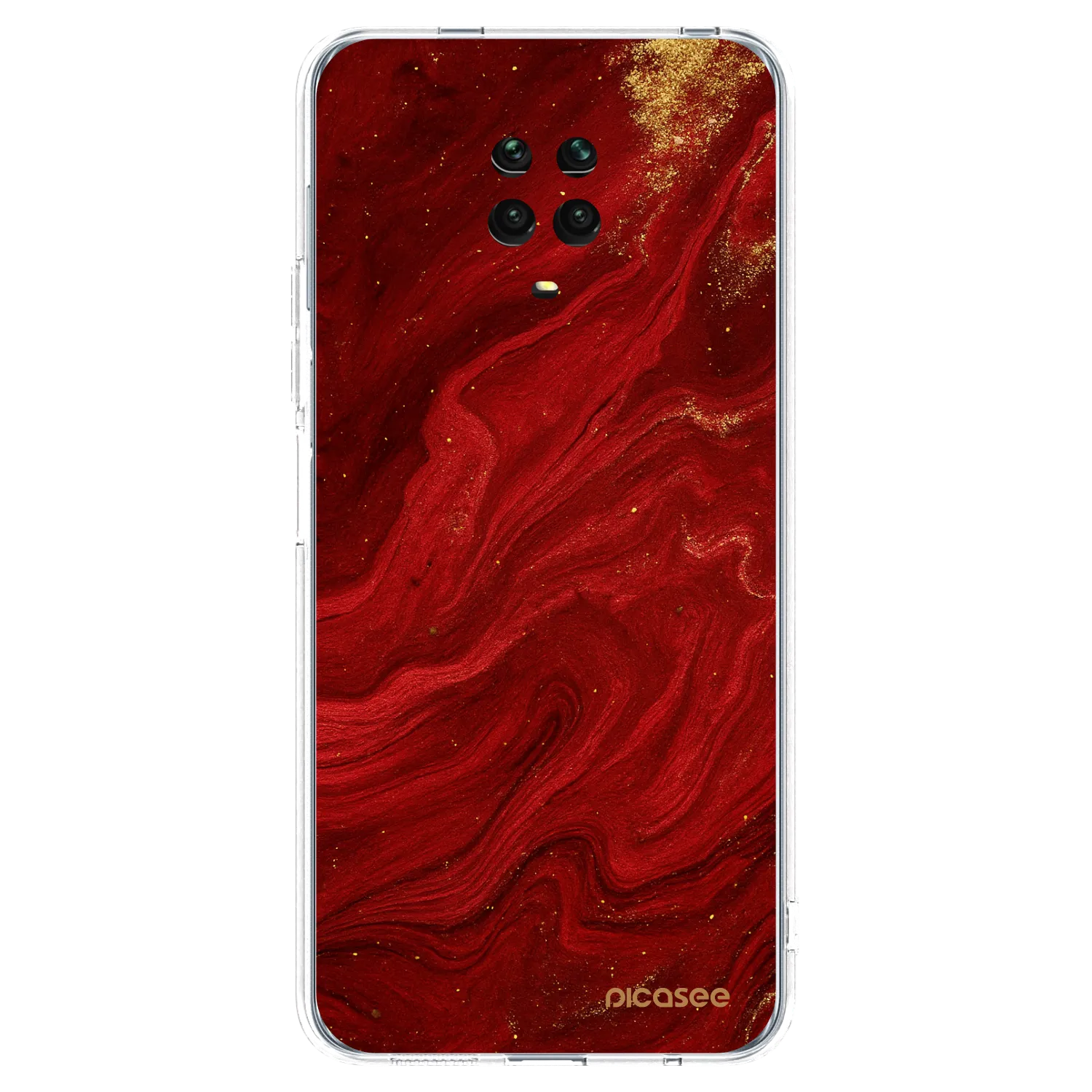 Picasee silikonska prozirna maskica za Xiaomi Redmi Note 9S - Red