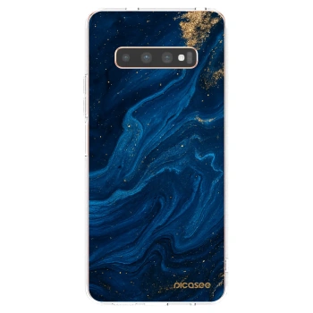 Picasee silikonska prozirna maskica za Samsung Galaxy S10 Plus G975 - Blue