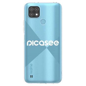 Picasee silikonska prozirna maskica za Realme C21 - Picasee - new logo - white