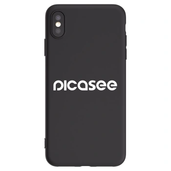 Picasee crna silikonska maskica za Apple iPhone XS Max - Picasee - new logo - white