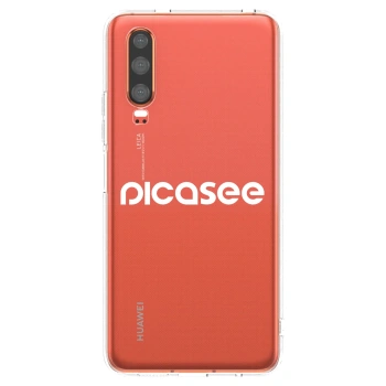 Picasee silikonska prozirna maskica za Huawei P30 - Picasee - new logo - white