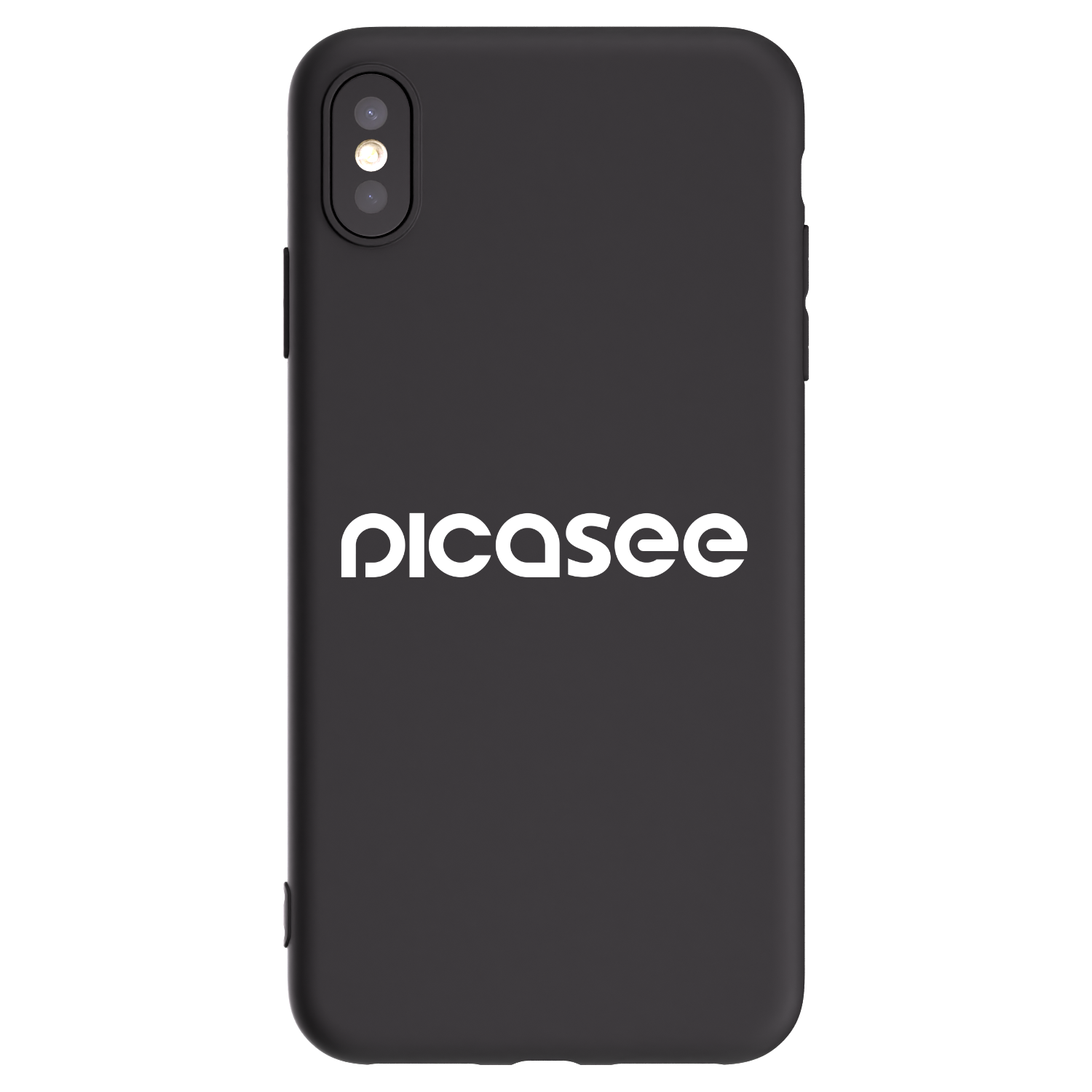 Picasee crna silikonska maskica za Apple iPhone XS Max - Picasee - new logo - white