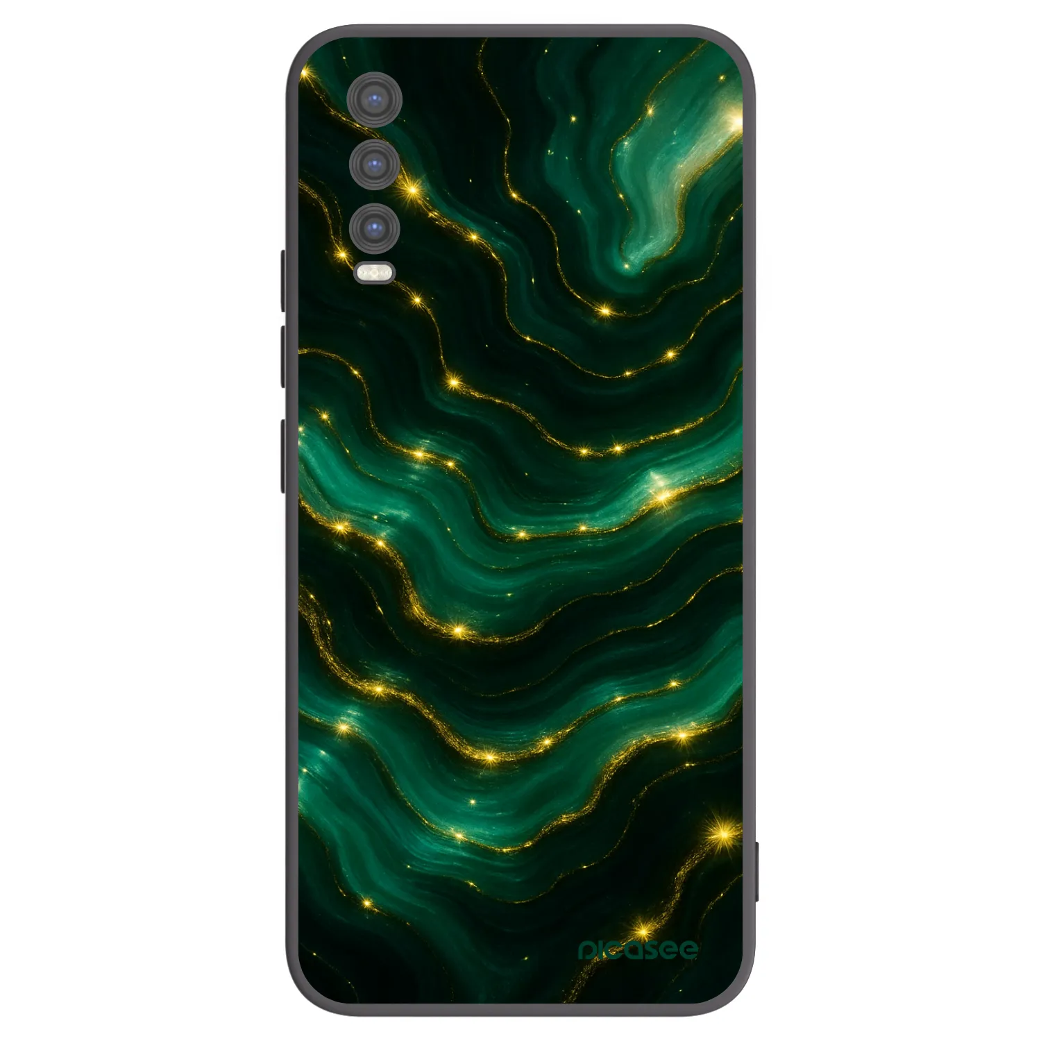 Picasee crna silikonska maskica za Vivo Y20s - Emerald