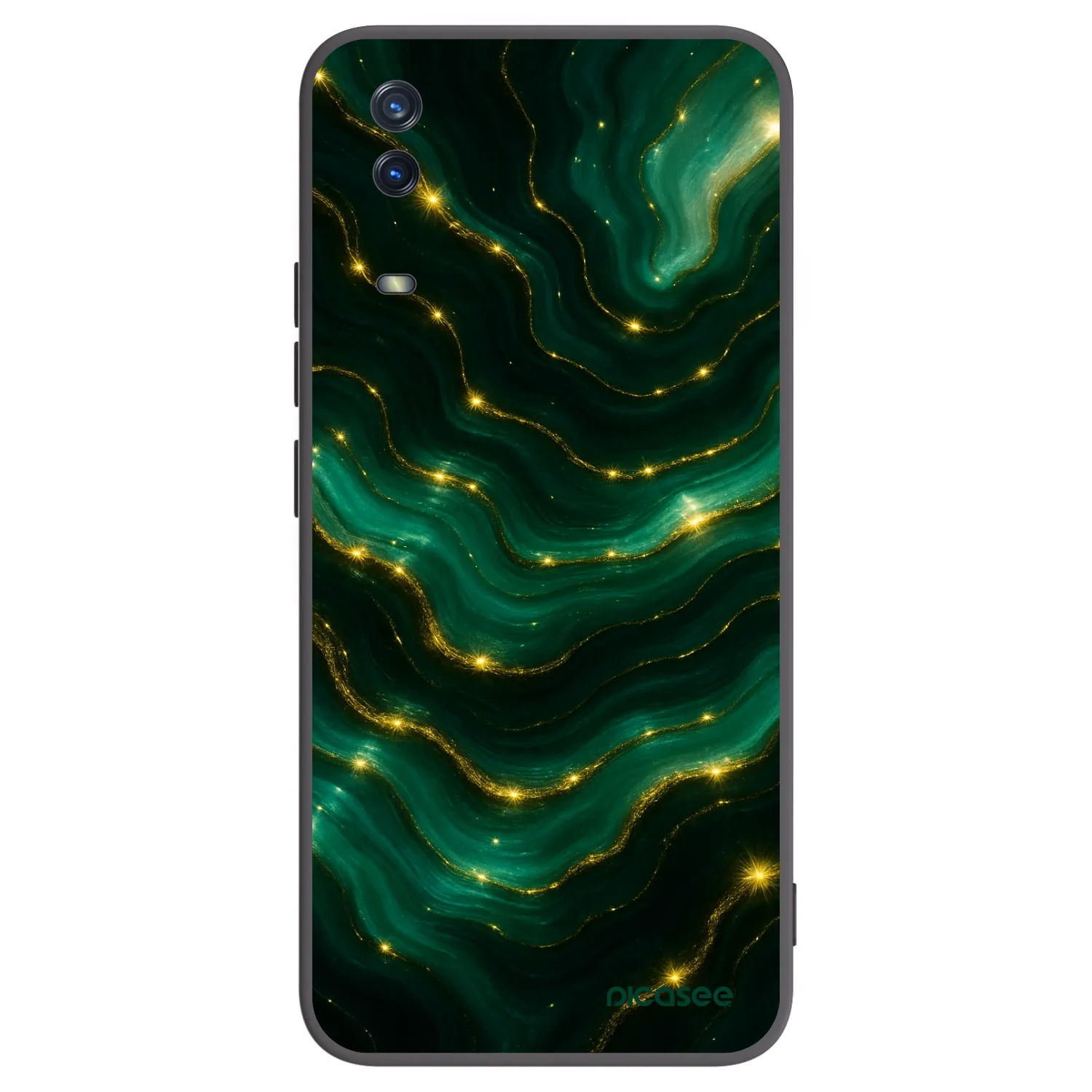 Picasee crna silikonska maskica za Vivo Y11s - Emerald