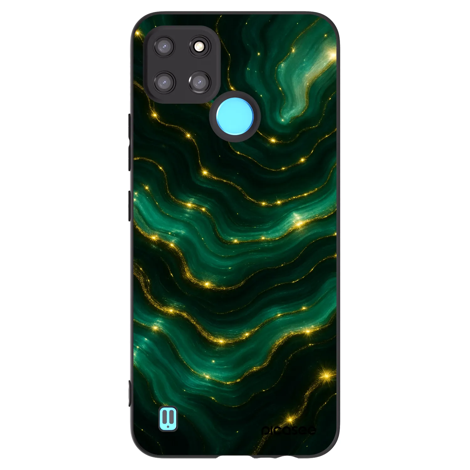 Picasee crna silikonska maskica za Realme C21Y - Emerald