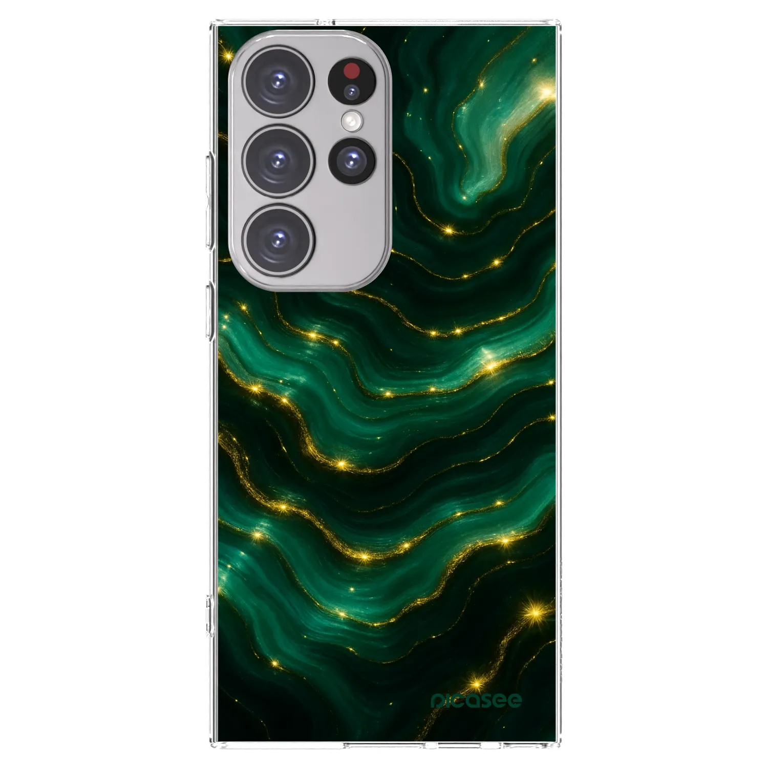 Picasee silikonska prozirna maskica za Samsung Galaxy S23 Ultra 5G - Emerald