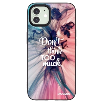Picasee crna silikonska maskica za Apple iPhone 12 - Don't think TOO much
