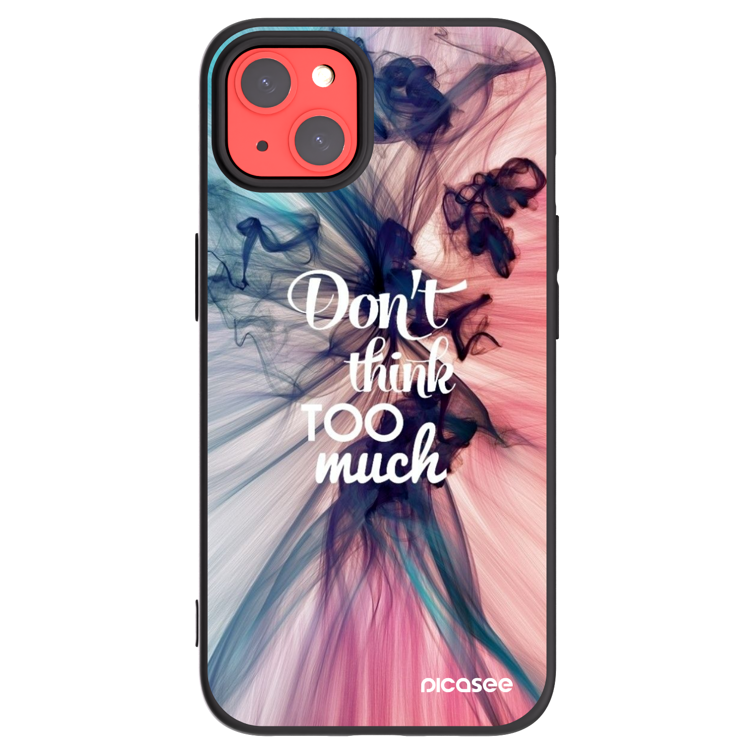 Picasee crna silikonska maskica za Apple iPhone 13 - Don't think TOO much
