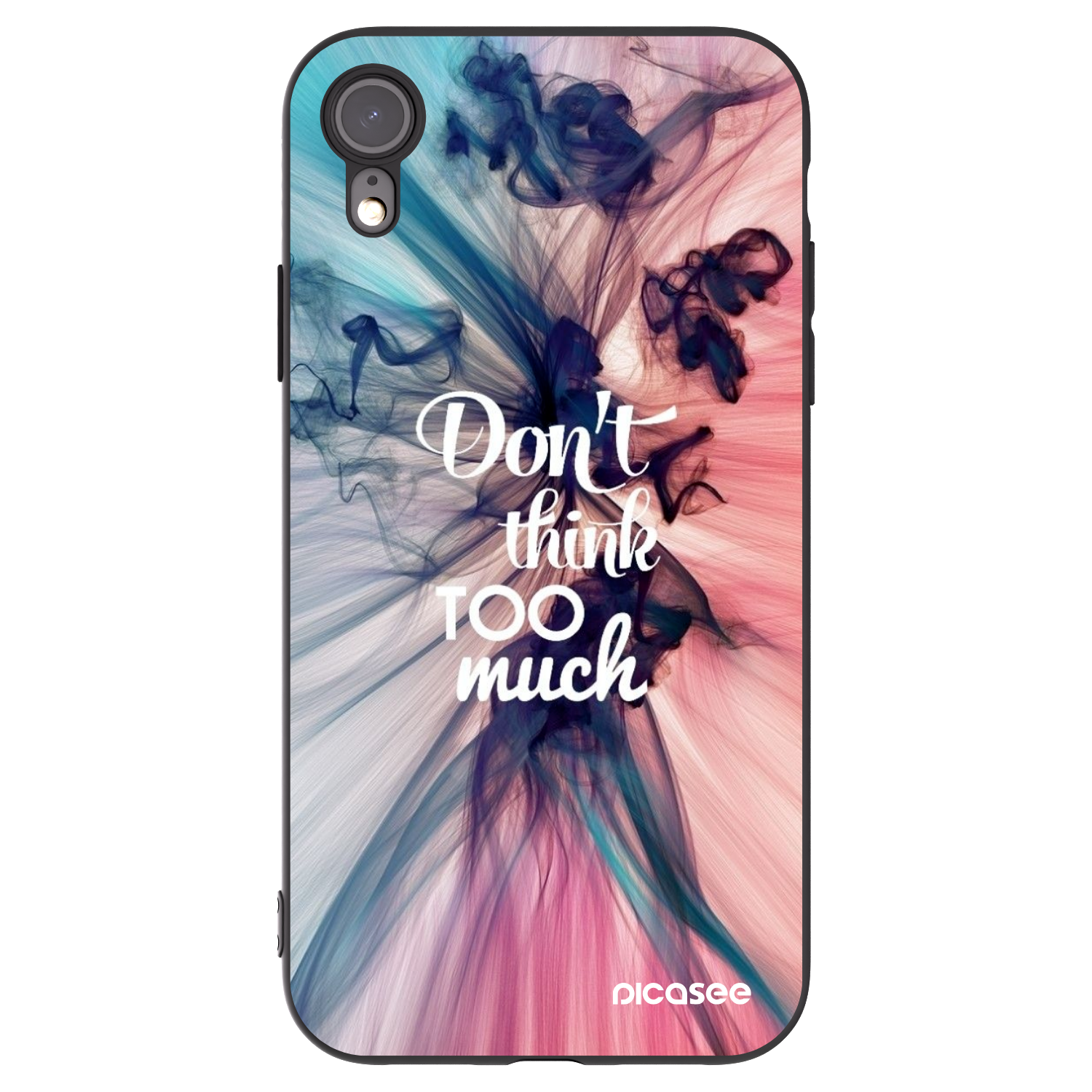 Picasee crna silikonska maskica za Apple iPhone XR - Don't think TOO much