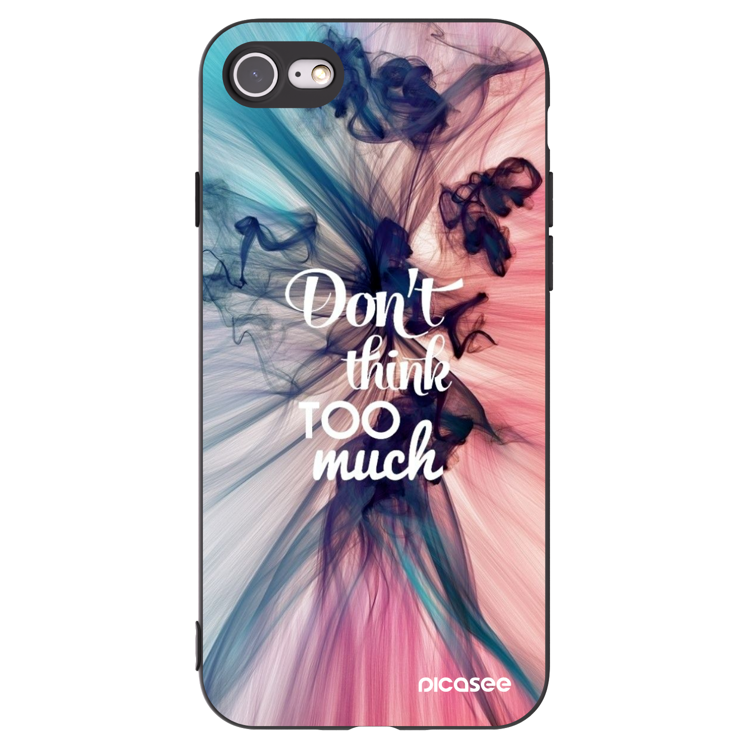 Picasee crna silikonska maskica za Apple iPhone 7 - Don't think TOO much