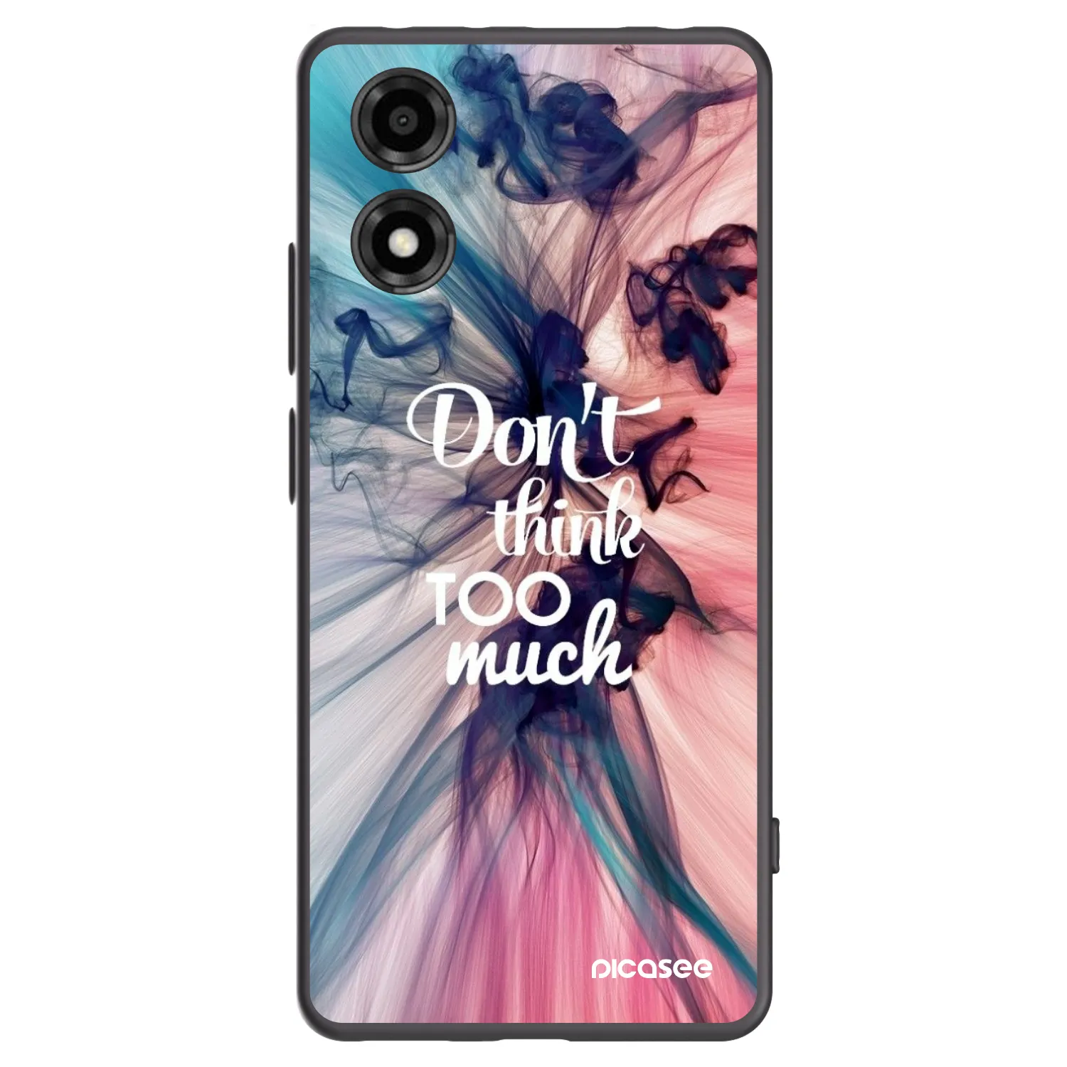 Picasee crna silikonska maskica za Motorola Moto E14 - Don't think TOO much