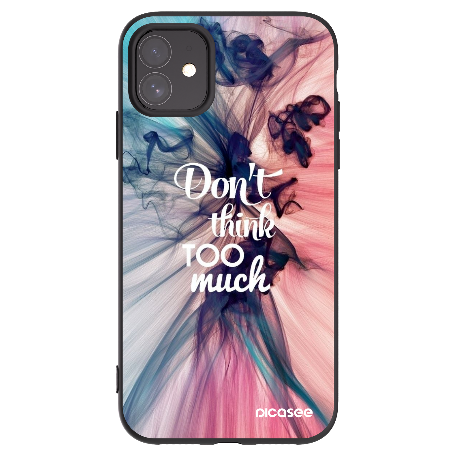 Picasee crna silikonska maskica za Apple iPhone 11 - Don't think TOO much