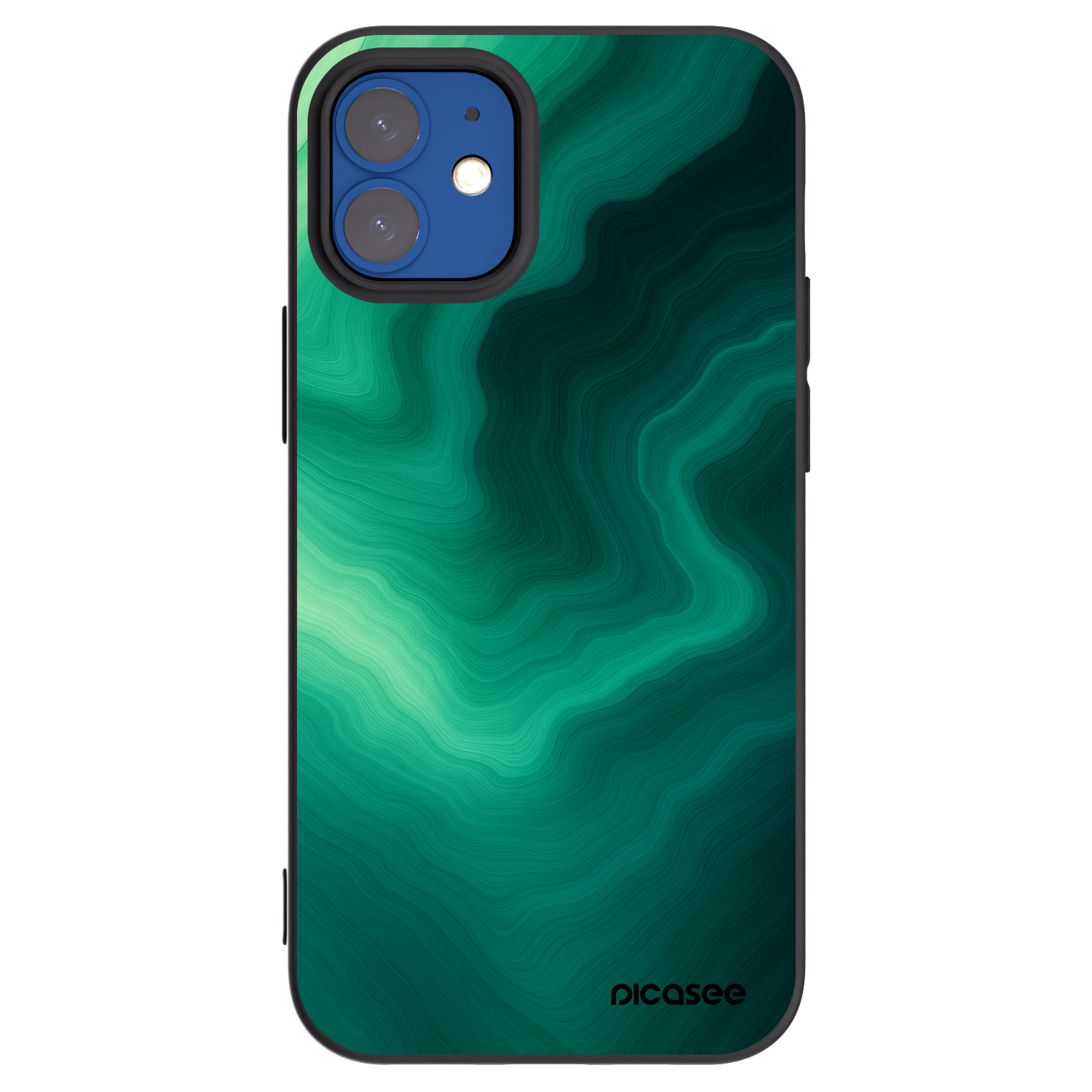 Picasee crna silikonska maskica za Apple iPhone 12 mini - Malachite