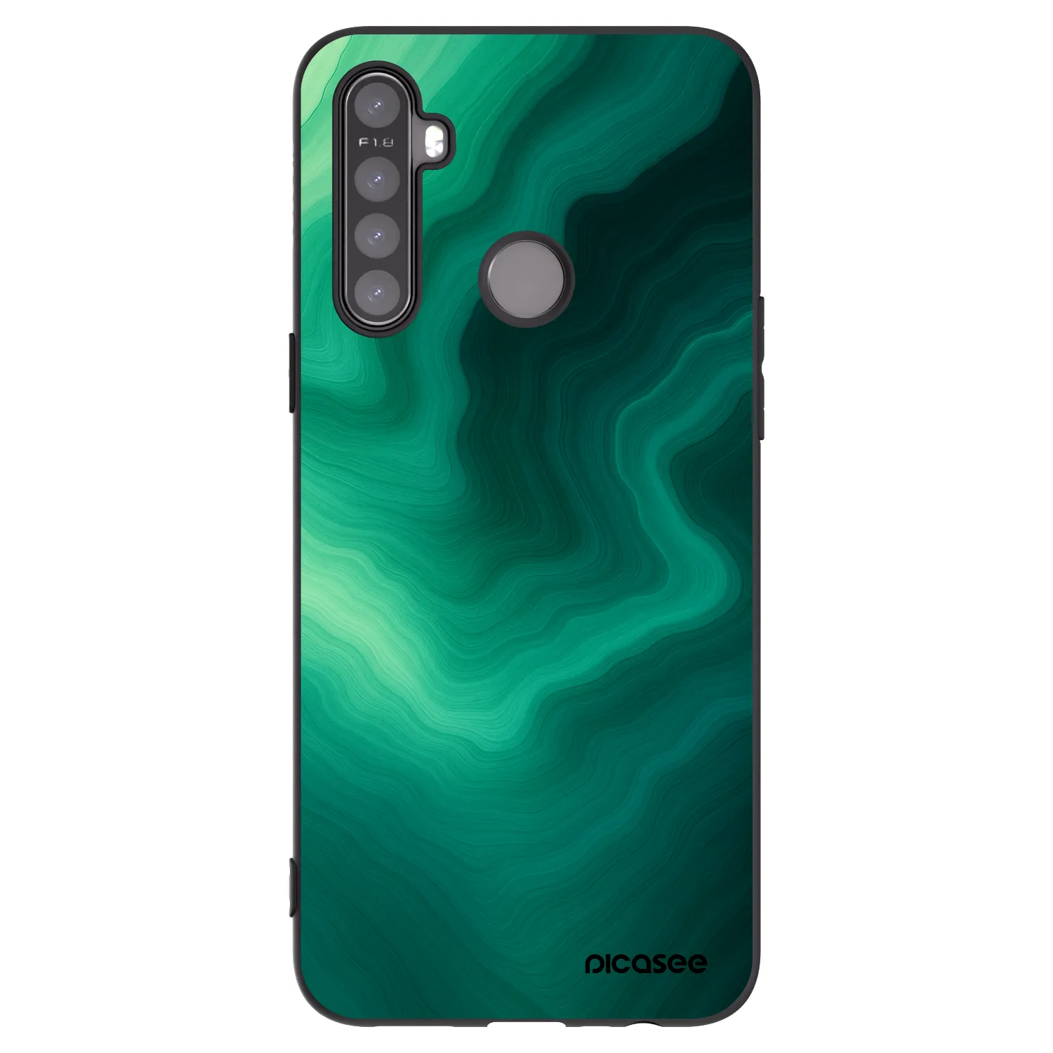 Picasee crna silikonska maskica za Realme 5 - Malachite