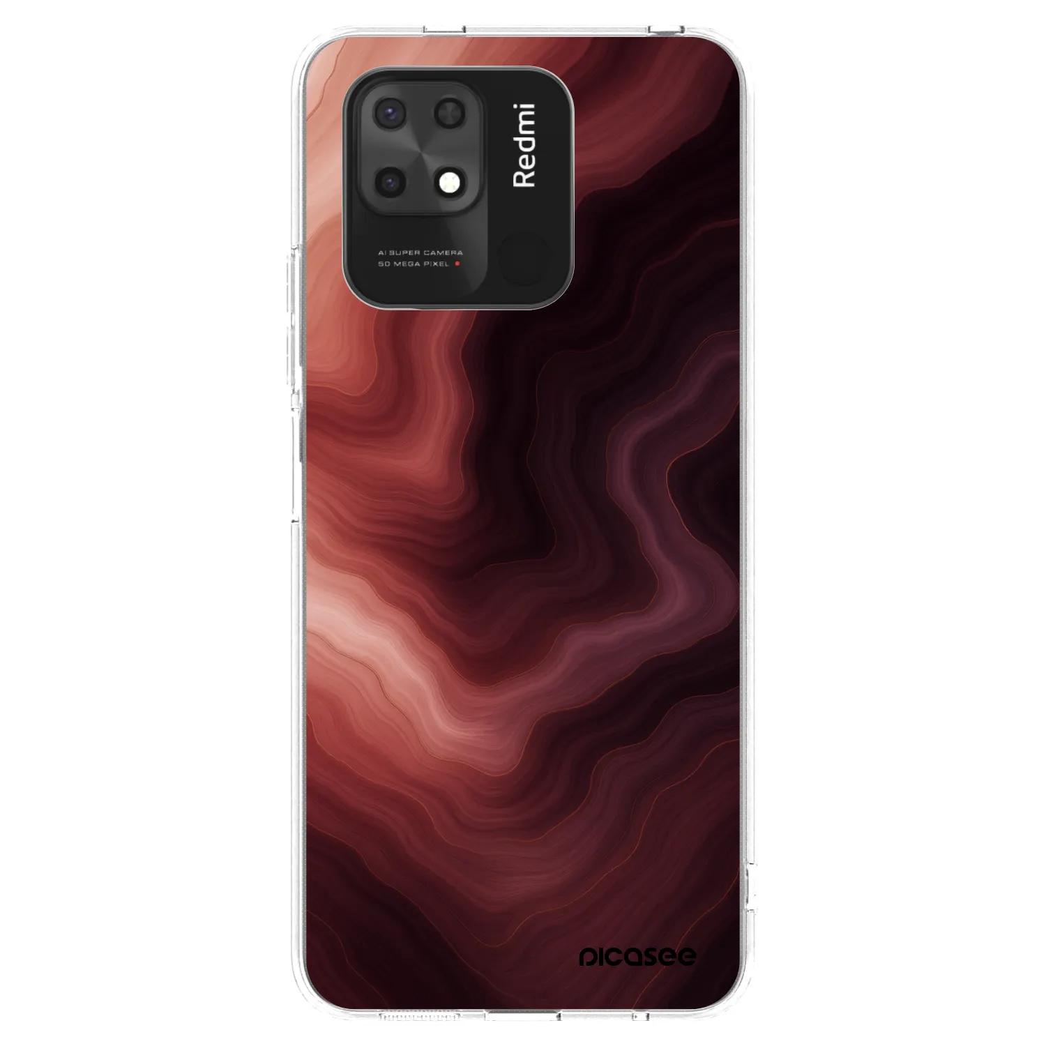 Picasee silikonska prozirna maskica za Xiaomi Redmi 10C - Rouge
