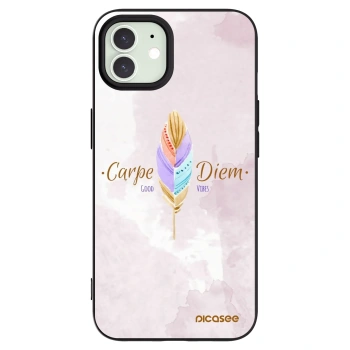 Picasee crna silikonska maskica za Apple iPhone 12 - Carpe Diem