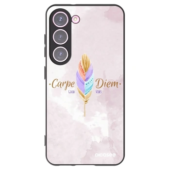 Picasee crna silikonska maskica za Samsung Galaxy S23 5G - Carpe Diem