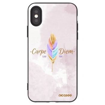 Picasee crna silikonska maskica za Apple iPhone X/XS - Carpe Diem