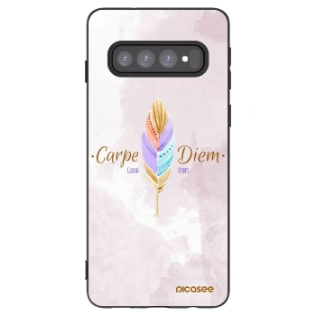 Picasee crna silikonska maskica za Samsung Galaxy S10 G973 - Carpe Diem