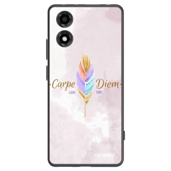 Picasee crna silikonska maskica za Motorola Moto E14 - Carpe Diem