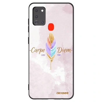 Picasee crna silikonska maskica za Samsung Galaxy A21s - Carpe Diem