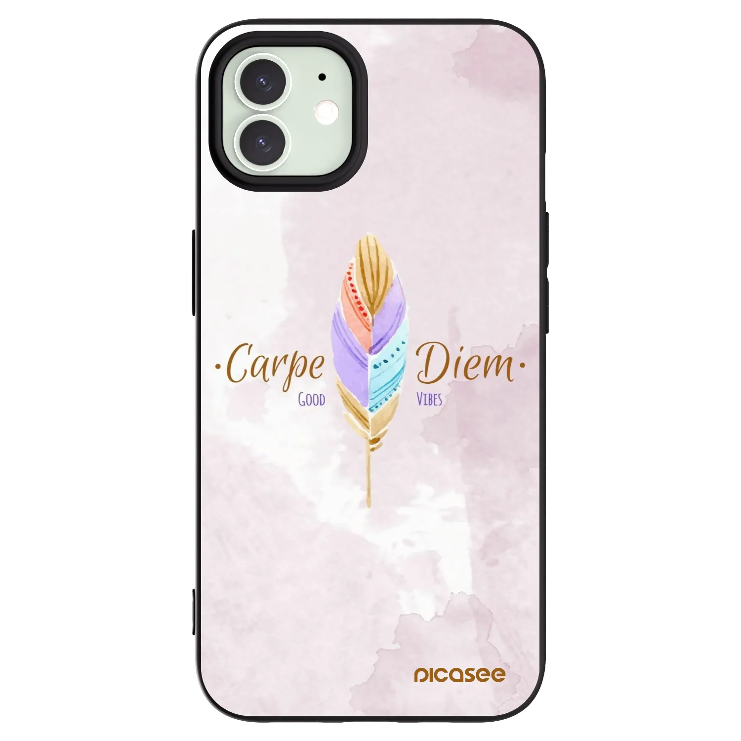 Picasee crna silikonska maskica za Apple iPhone 12 - Carpe Diem