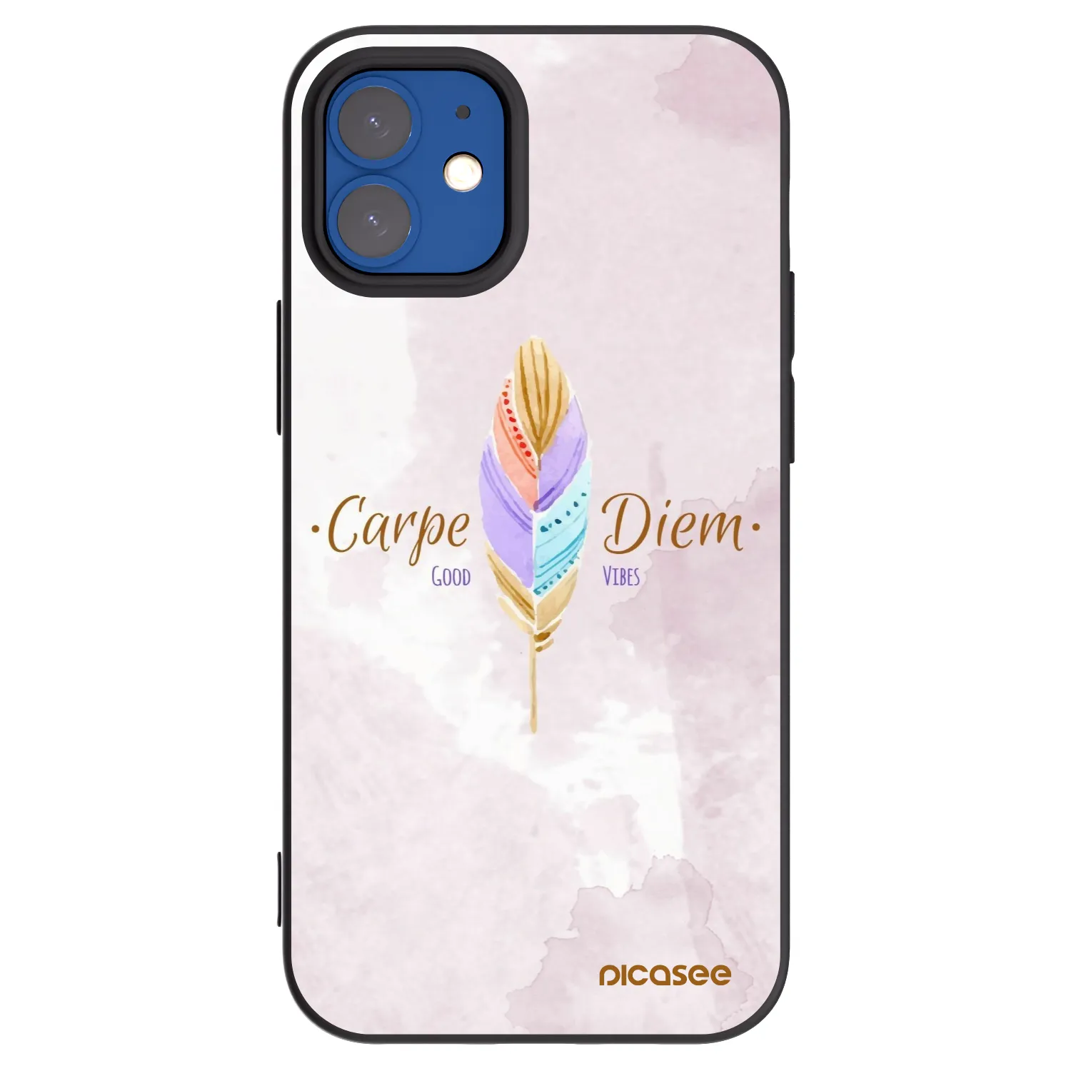 Picasee crna silikonska maskica za Apple iPhone 12 mini - Carpe Diem